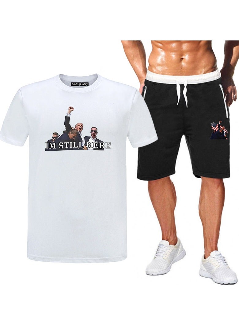 KUYING New Trump Print Short Sleeved Shorts Set - Image 1