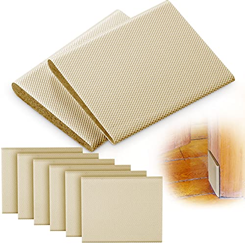 Jetec 6 Peices Self-Adhesive Door Corner Seals, Gap Filler Seal Strip Weather Stripping Draft Stopper Door Frame Seal Corner Foam for Weather Protection Isolation of Noise(Beige) - Image 1