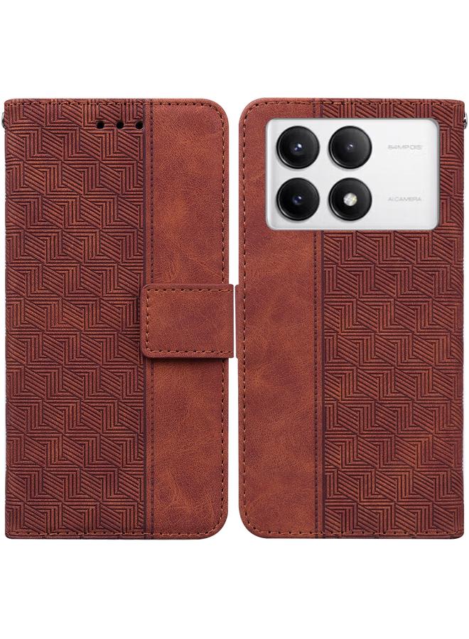 The Bros Case For Xiaomi Poco F6 Pro Geometric Embossed Leather Phone Case