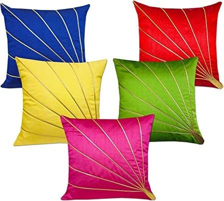 JDX Premium Digital Modern Printed Cushion Cover for Living Room Couch Bed Sofa Set of 58021_RedBluePinkYellowGreen_12x12 - Image 2