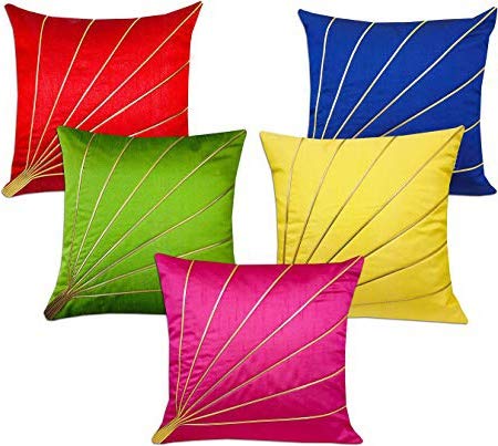 JDX Premium Digital Modern Printed Cushion Cover for Living Room Couch Bed Sofa Set of 58021_RedBluePinkYellowGreen_12x12 - Image 1