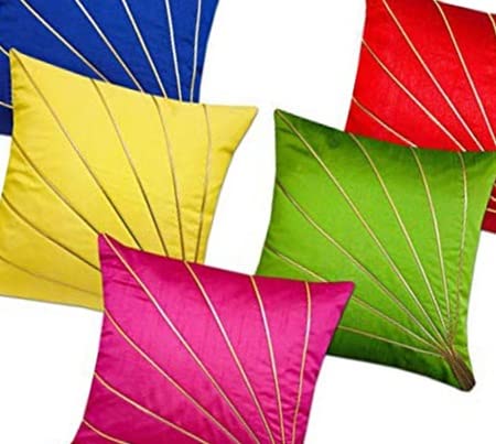 JDX Premium Digital Modern Printed Cushion Cover for Living Room Couch Bed Sofa Set of 58021_RedBluePinkYellowGreen_12x12 - Image 3