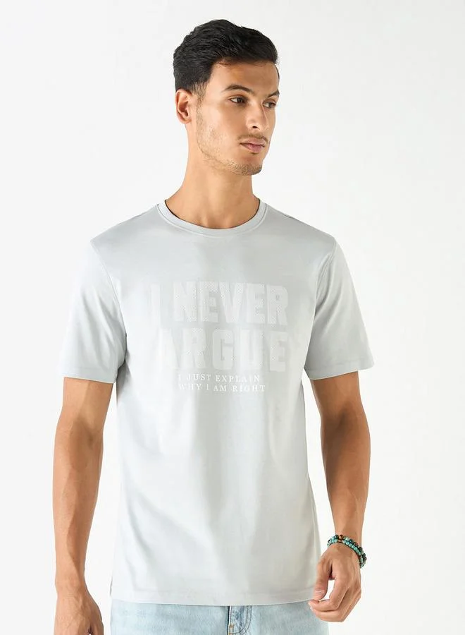 سبلاش فيڤ تيشيرت بطبعة شعار بأكمام قصيرة ورقبة دائرية