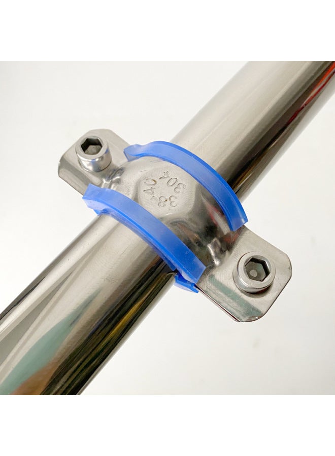 304 Stainless Steel Adjustable Pipe Bracket With Blue Anti-skid Gasket Fixed Gas Pipe Pipe Card-Specification Model:Φ114-120 Column Height 50-100 With Pad  - Image 4