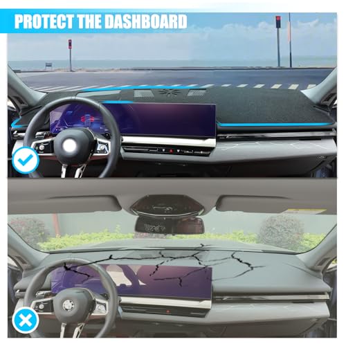 LLKUANG غطاء لوحة القيادة متوافق مع BMW 5 Series G30 G60 2024 2025، غطاء لوحة القيادة من البوليستر، وسادة واقية من الشمس، ملحقات وسادة لوحة القيادة غير القابلة للانزلاق، للقيادة باليد اليسرى (مع عرض رأس، أسود) - Image 2