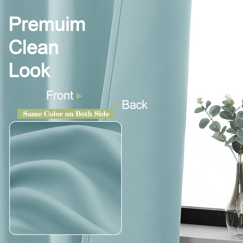 OWENIE Sally Aqua Blackout Curtains for Bedroom 63 Inch Length 2 Panels, Solid Thermal Insulated Energy Saving Rod Pocket Window Treatment Drapes, W40 x L63 Inch, Aqua - Image 3