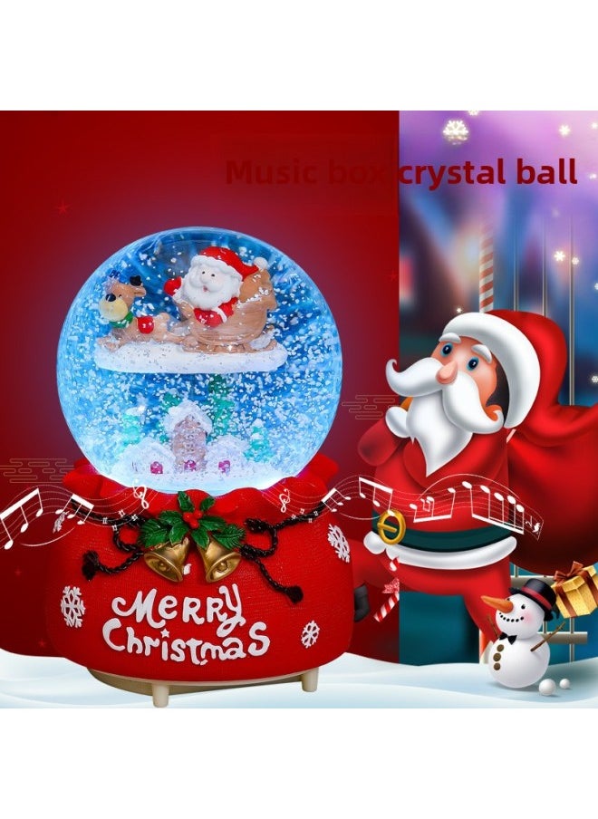 Santa Claus Crystal Ball Music Box Music Box Trembles Explosions Automatic Snow Lights Gifts Wholesale-Color:2208 Wool Bottom-Santa Claus By Tree-Dimensions:Large Internal Rotation + Music + Lanterns  - Image 2