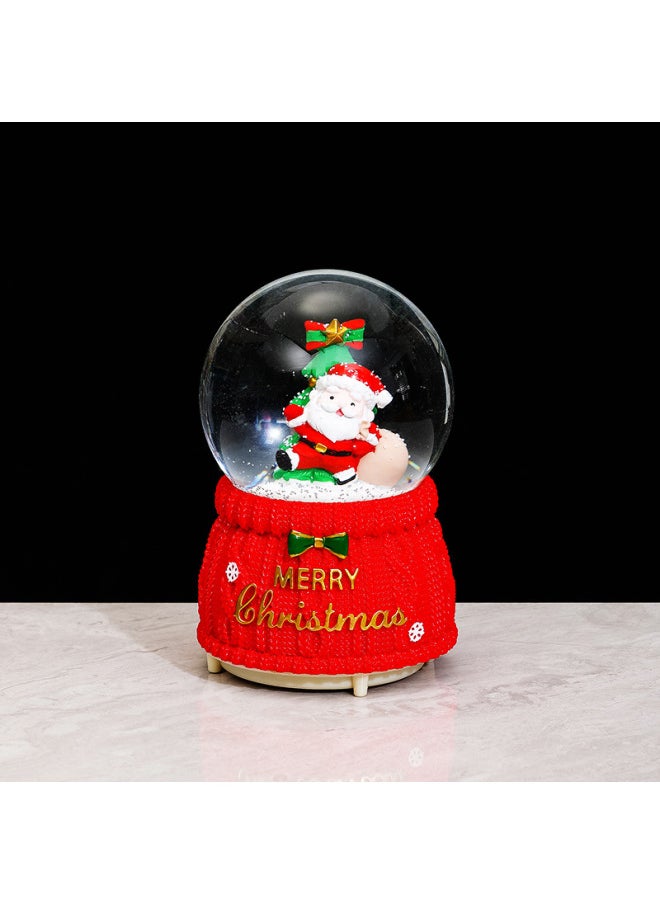 Santa Claus Crystal Ball Music Box Music Box Trembles Explosions Automatic Snow Lights Gifts Wholesale-Color:2208 Wool Bottom-Santa Claus By Tree-Dimensions:Large Internal Rotation + Music + Lanterns  - Image 1