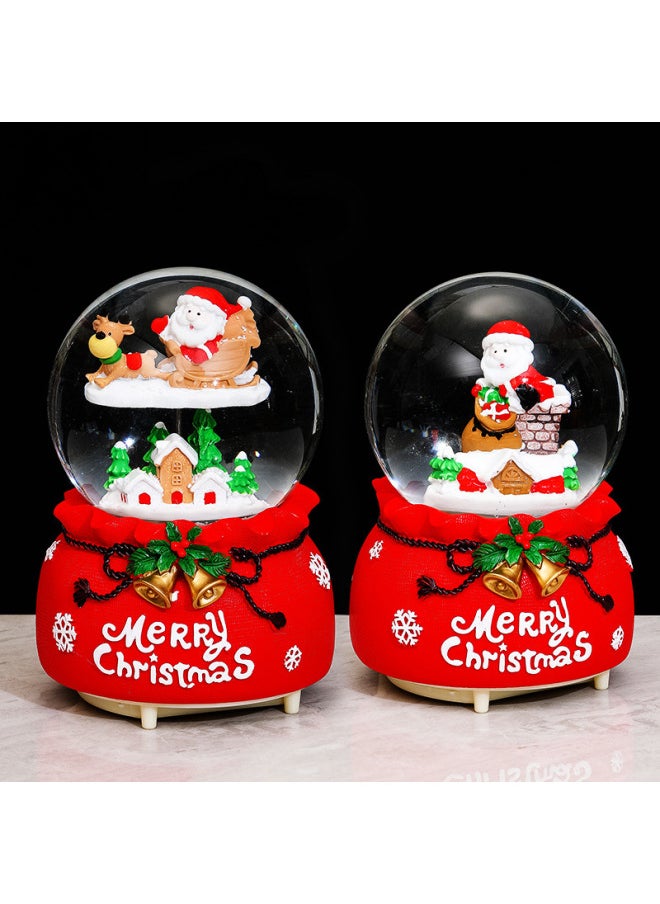 Santa Claus Crystal Ball Music Box Music Box Trembles Explosions Automatic Snow Lights Gifts Wholesale-Color:2208 Wool Bottom-Santa Claus By Tree-Dimensions:Large Internal Rotation + Music + Lanterns  - Image 5