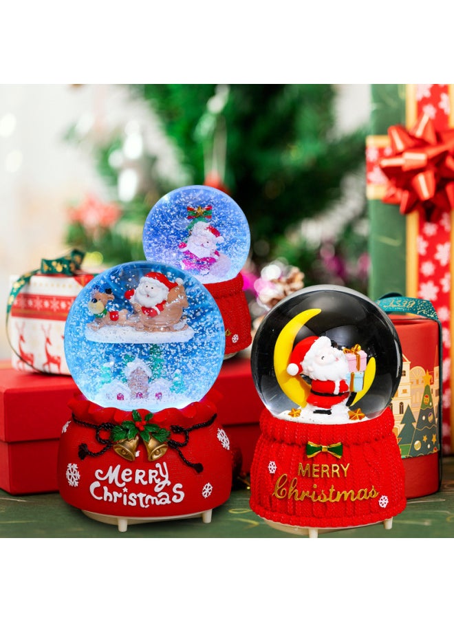 Santa Claus Crystal Ball Music Box Music Box Trembles Explosions Automatic Snow Lights Gifts Wholesale-Color:2208 Wool Bottom-Santa Claus By Tree-Dimensions:Large Internal Rotation + Music + Lanterns  - Image 3