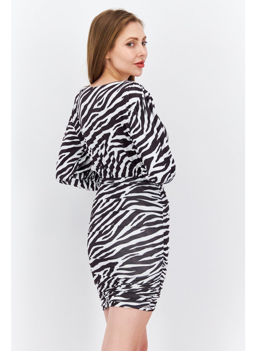 Women Zebra Print Mini Dress, White - pzsku/Z8EA2ED32415D0BAA0782Z/45/_/1732457450/5824f257-5e7f-42fd-9776-d9098d431e66