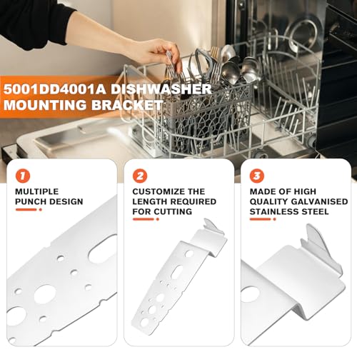 Beaquicy Undercounter Dishwasher Mounting Bracket Kit - 5001DD4001A 2 Packs dishwasher bracket Replacement for LG Samsung GE Whirlpool ld-6100tb1, ldf6810bb, ldf6810bb001, ldf6810ww,ldf7810st-01,ldf9932st etc. - Image 2