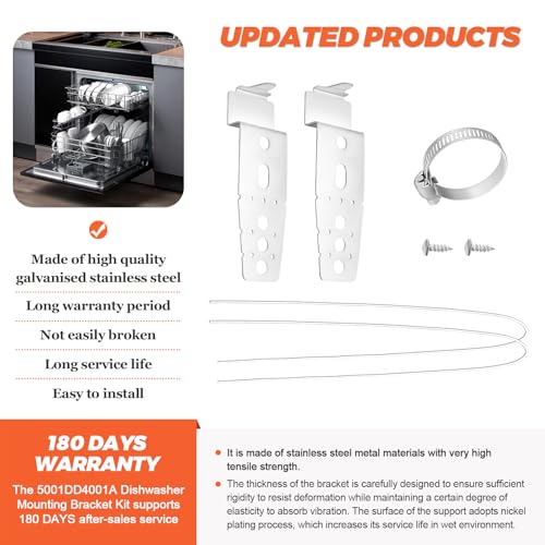 Beaquicy Undercounter Dishwasher Mounting Bracket Kit - 5001DD4001A 2 Packs dishwasher bracket Replacement for LG Samsung GE Whirlpool ld-6100tb1, ldf6810bb, ldf6810bb001, ldf6810ww,ldf7810st-01,ldf9932st etc. - Image 3