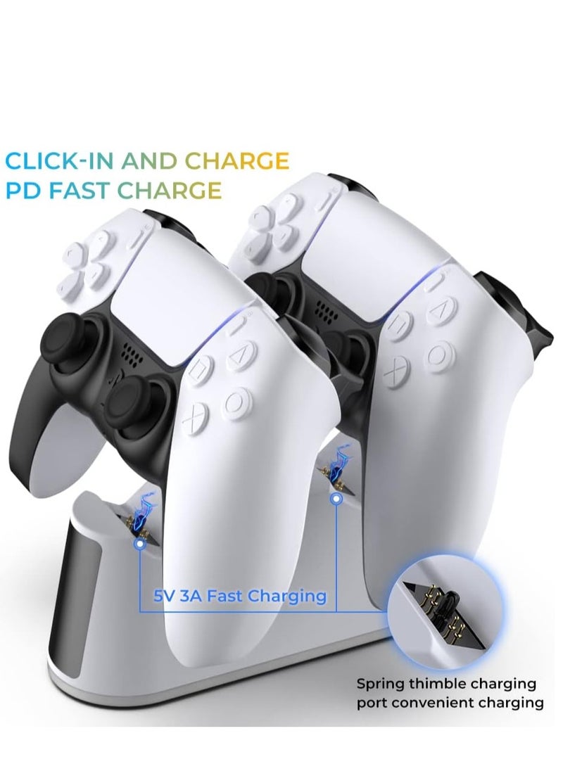 PS5 Controller Charger Station - Charging Station for PlayStation 5 Dualsense/Edge Controller with RGB Led Light, Fast Charging Dock & Holder Stand for PS5/Slim/Pro Remote