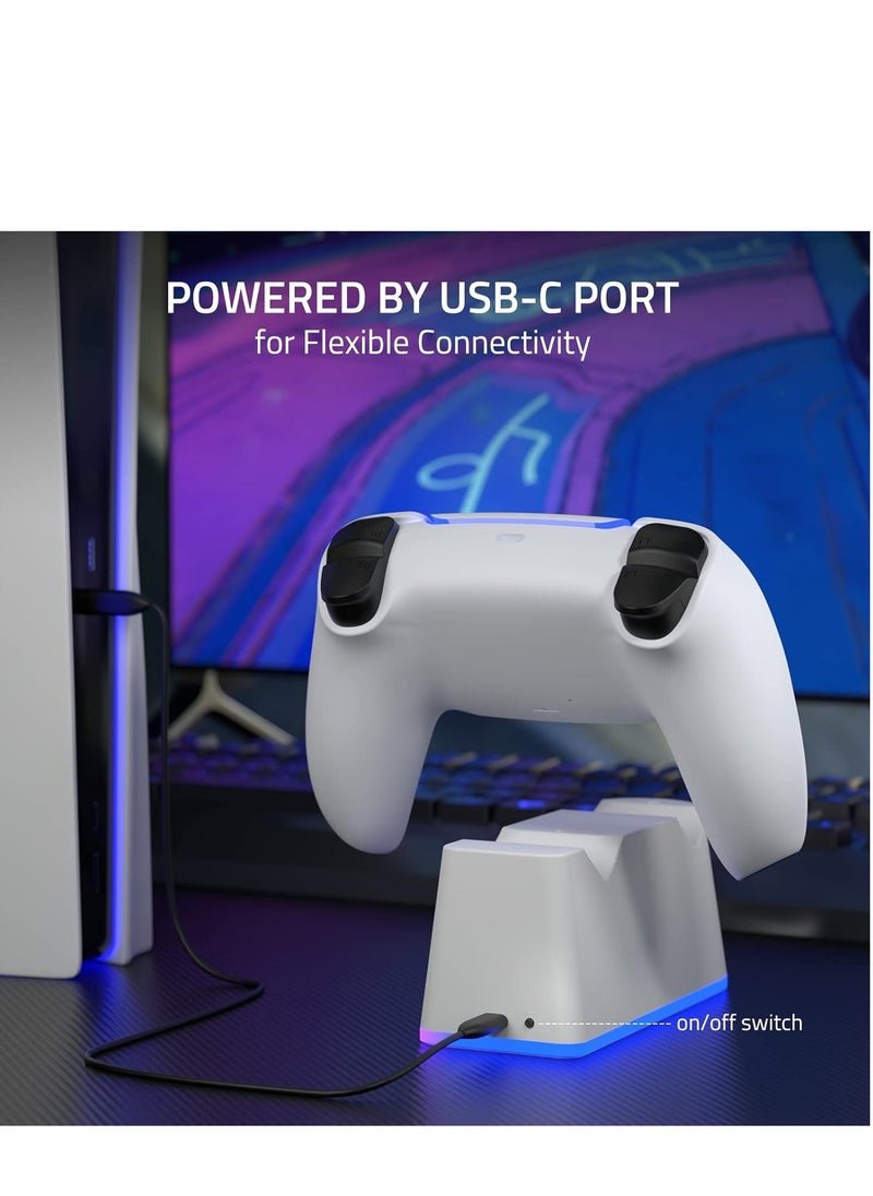 PS5 Controller Charger Station - Charging Station for PlayStation 5 Dualsense/Edge Controller with RGB Led Light, Fast Charging Dock & Holder Stand for PS5/Slim/Pro Remote
