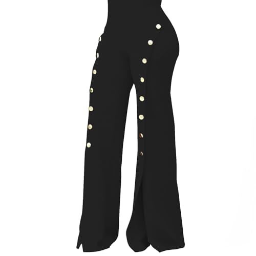 PINSV Women's Stretchy Bootcut Pull On Dress Pants Business Casual Work Pants Black XL - Image 1
