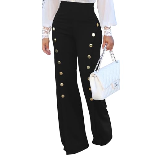PINSV Women's Stretchy Bootcut Pull On Dress Pants Business Casual Work Pants Black XL - Image 2