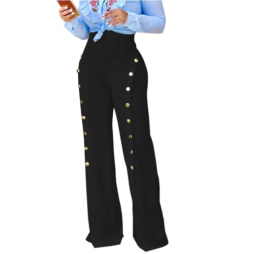 PINSV Women's Stretchy Bootcut Pull On Dress Pants Business Casual Work Pants Black XL - Image 3