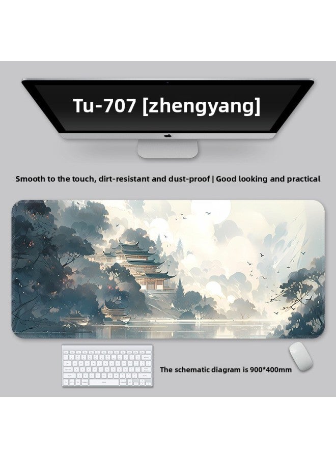 Mouse Pad Large National Style Landscape College Student Table Mat Game Special Keyboard Pad Men's And Women's Computer Office Mouse Pad-Color:900*400*2-Pattern:TU-707 [Zhengyang]]  - Image 1