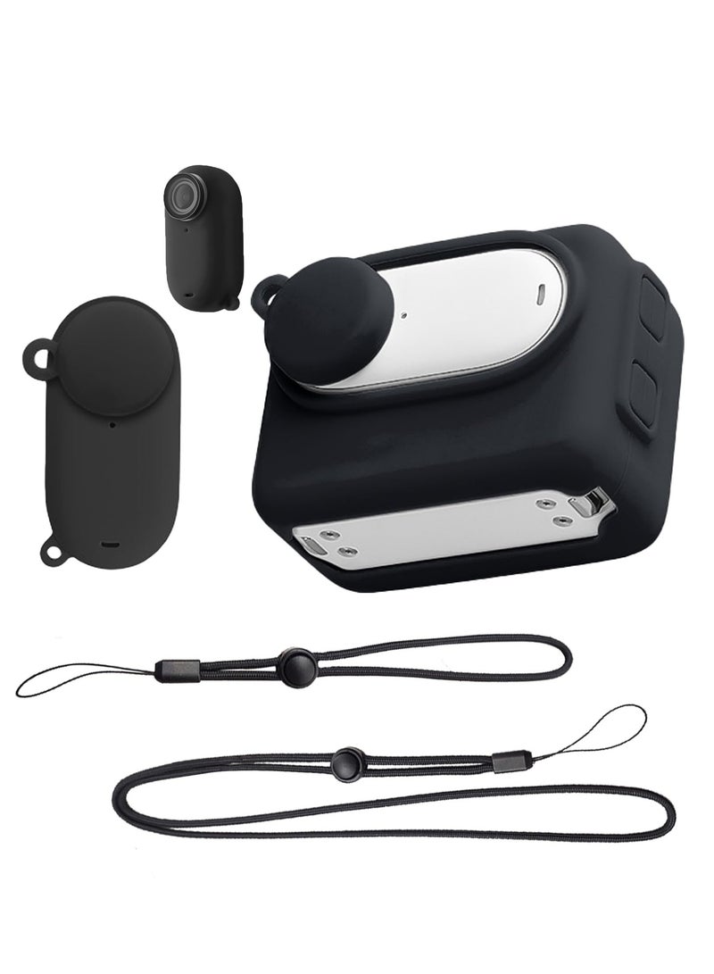 Rubber Sleeve Protection Accessories for Insta360 Go3 Action Camera High-Quality Silicone Cover for Scratch Fingerprint Dust Protection Comprehensive Anti-Seismic Anti-Scratch Design Black