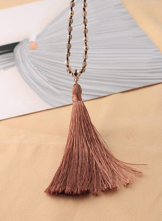KELITCH Women Pearls Necklace Crystal Beaded Necklaces Handmade Tassel Necklaces - Image 4
