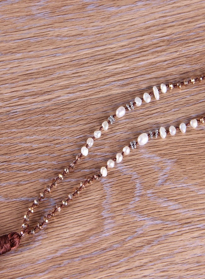 KELITCH Women Pearls Necklace Crystal Beaded Necklaces Handmade Tassel Necklaces - Image 3