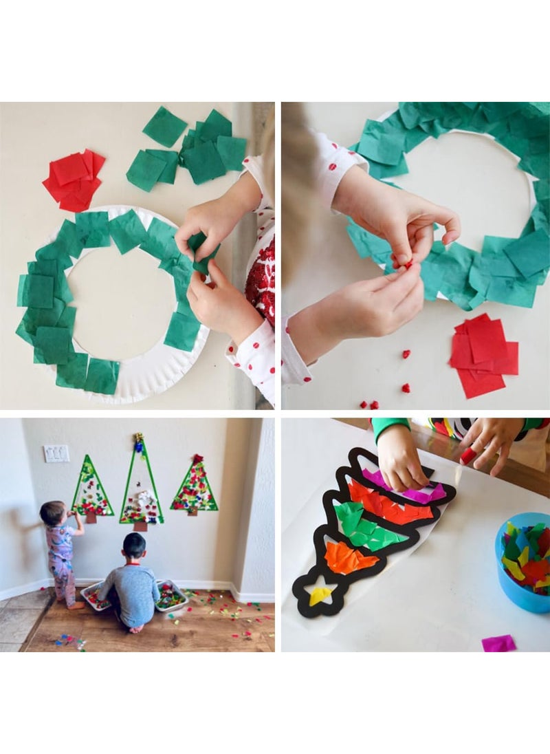 Exquiss 3000 Pcs Christmas Red Green White Tissue Paper Craft Tissue Paper Squares 12 Tissue Paper Confettis Round Circle 1 for Kids DIY New Year Holiday Tree Ornaments Wreaths Cone Scrapbooking Decors  - Image 4