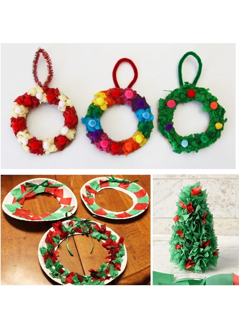 Exquiss 3000 Pcs Christmas Red Green White Tissue Paper Craft Tissue Paper Squares 12 Tissue Paper Confettis Round Circle 1 for Kids DIY New Year Holiday Tree Ornaments Wreaths Cone Scrapbooking Decors  - Image 5