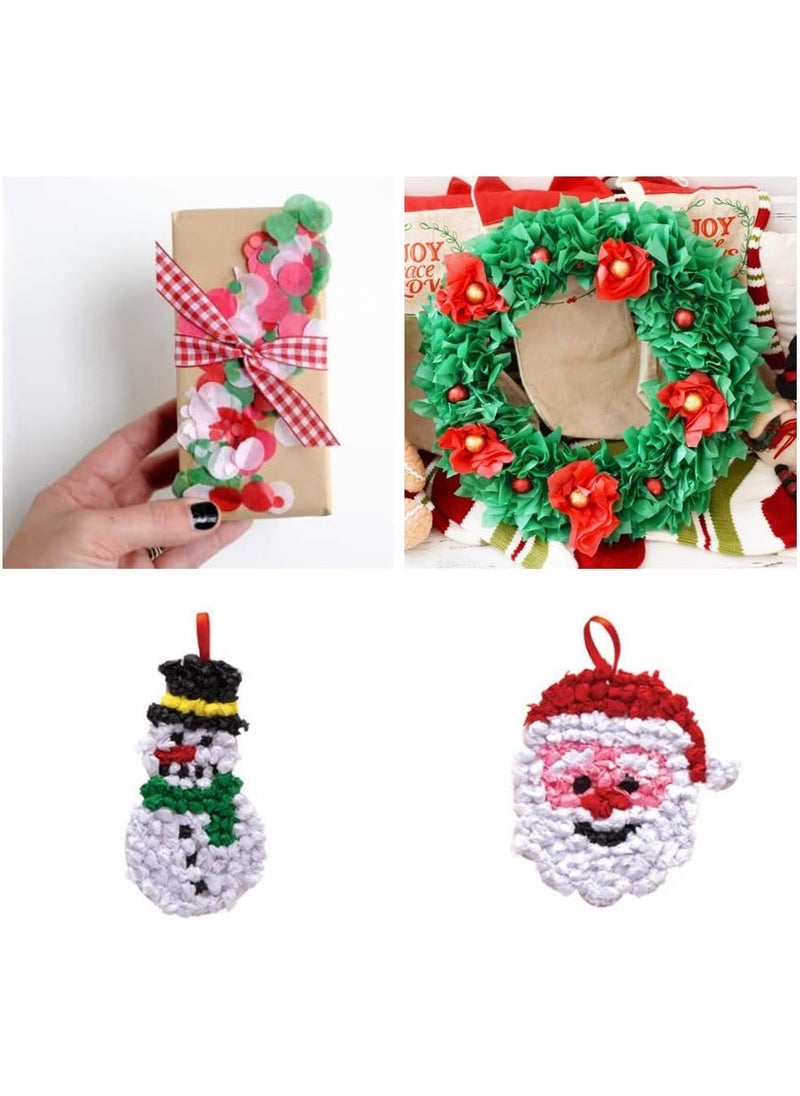 Exquiss 3000 Pcs Christmas Red Green White Tissue Paper Craft Tissue Paper Squares 12 Tissue Paper Confettis Round Circle 1 for Kids DIY New Year Holiday Tree Ornaments Wreaths Cone Scrapbooking Decors  - Image 3