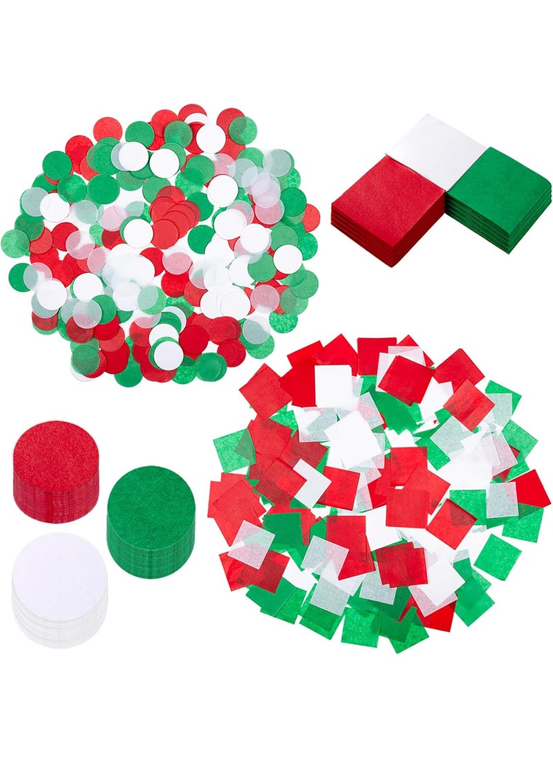 Exquiss 3000 Pcs Christmas Red Green White Tissue Paper Craft Tissue Paper Squares 12 Tissue Paper Confettis Round Circle 1 for Kids DIY New Year Holiday Tree Ornaments Wreaths Cone Scrapbooking Decors  - Image 1