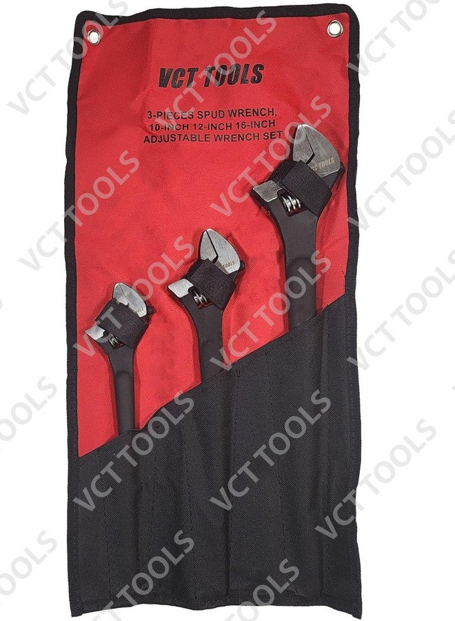 VCT 3-Pack Adjustable Construction Spud Wrench Set 10", 12", and 16" Set, Black Oxide Finish, CR-V Steel - Image 5
