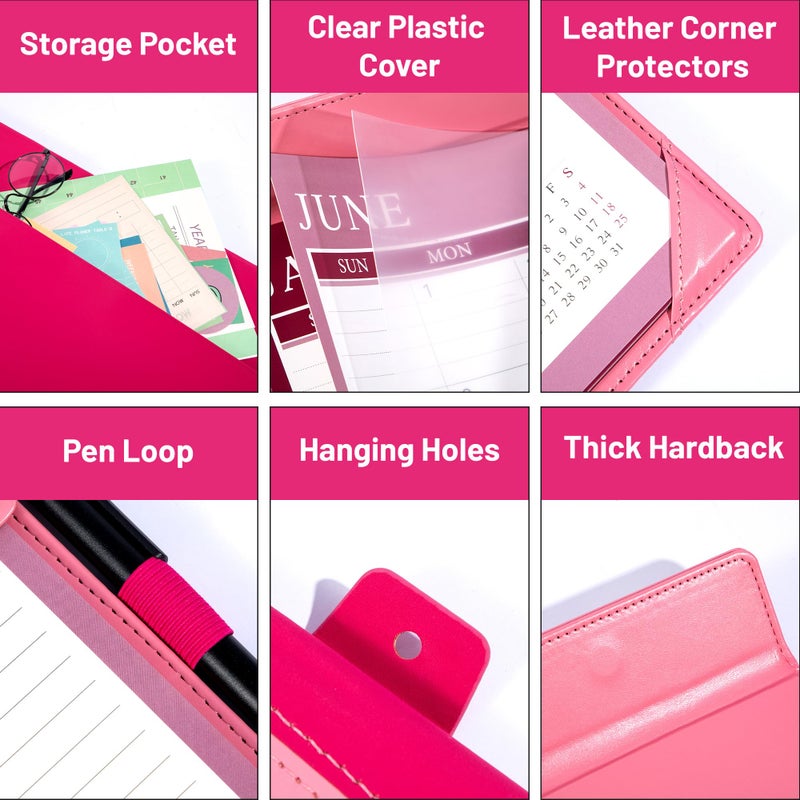 FLYING EAGLE 2026-2027 Desk Calendar, 24 Months Large Leather Desktop Calendar with To-Do Lists, Desk Pad Wall Calendar with Pockets PVC Cover for Work Office Home,Jan 2026-Dec 2027,17 x 12, Pink - Image 4