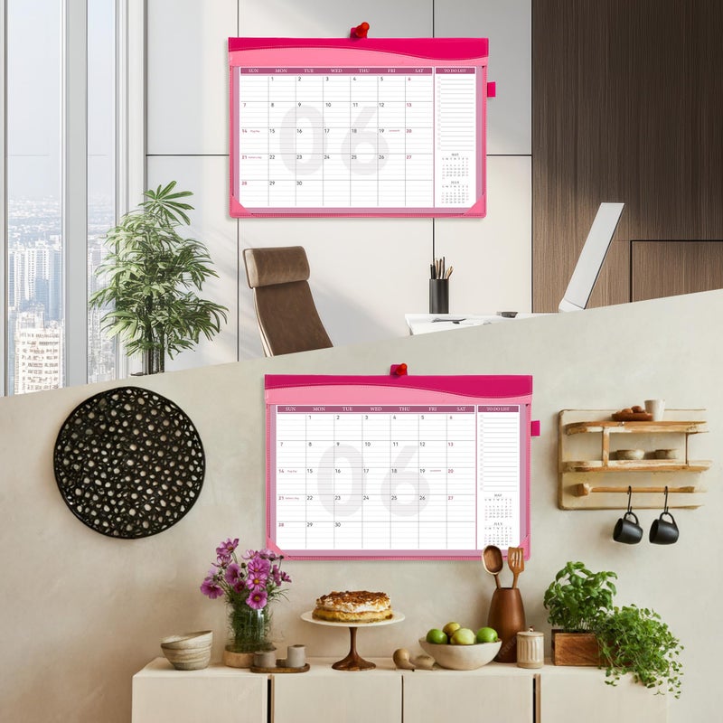 FLYING EAGLE 2026-2027 Desk Calendar, 24 Months Large Leather Desktop Calendar with To-Do Lists, Desk Pad Wall Calendar with Pockets PVC Cover for Work Office Home,Jan 2026-Dec 2027,17 x 12, Pink - Image 5