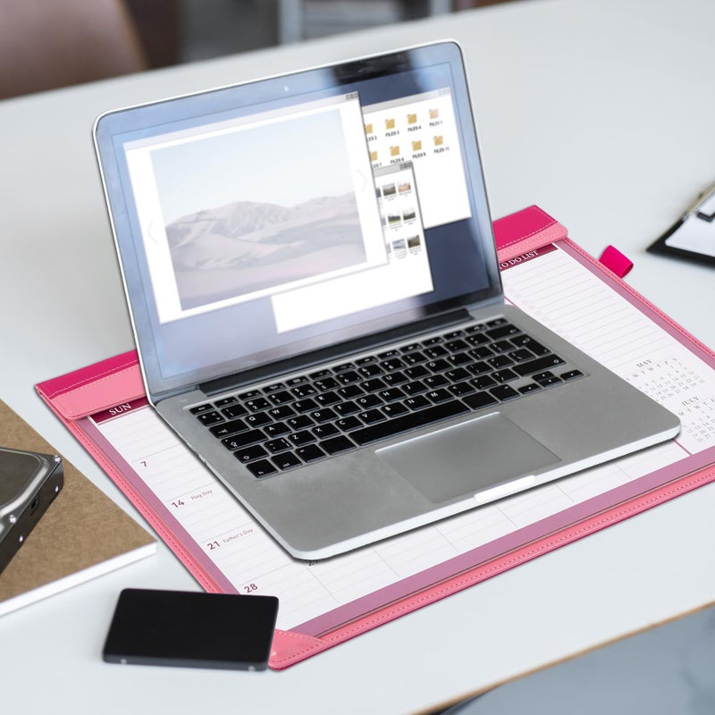 FLYING EAGLE 2026-2027 Desk Calendar, 24 Months Large Leather Desktop Calendar with To-Do Lists, Desk Pad Wall Calendar with Pockets PVC Cover for Work Office Home,Jan 2026-Dec 2027,17 x 12, Pink - Image 2