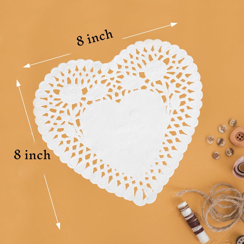 RIVCOIM 8 Inch Heart Shaped Paper Doilies - Pack of 100, 25 Each in Red, Pink, White and Blue - Heart Doilies Perfect for Valentine's Day Decorations. - Image 4