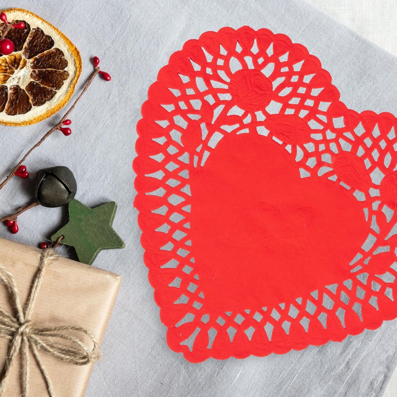 RIVCOIM 8 Inch Heart Shaped Paper Doilies - Pack of 100, 25 Each in Red, Pink, White and Blue - Heart Doilies Perfect for Valentine's Day Decorations. - Image 5