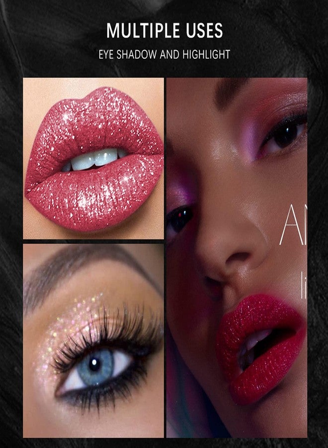 Gireatick 12 Colors Glitter Lip Gloss Set, 12Pcs Diamond Shimmer Metallic Liquid Lipstick Set, Long Lasting Waterproof Non-stick Cup Lip Gloss Glow Cosmetic Kit - Image 4