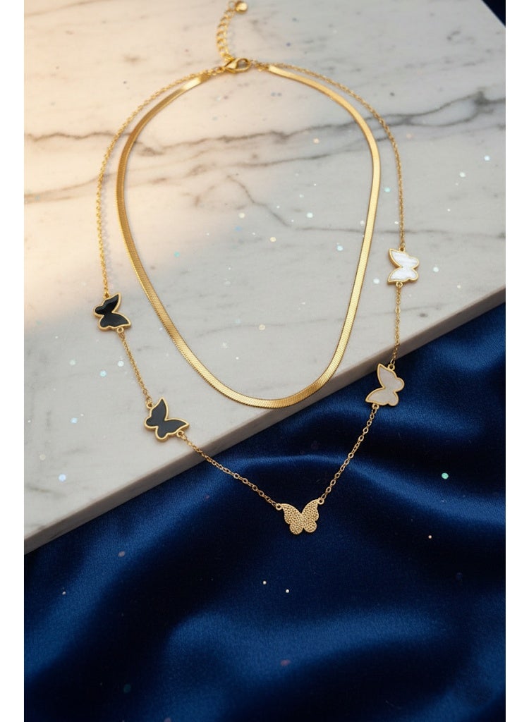 FLUFFY Women's Necklace Double Layer Butterfly Elegant - Image 1