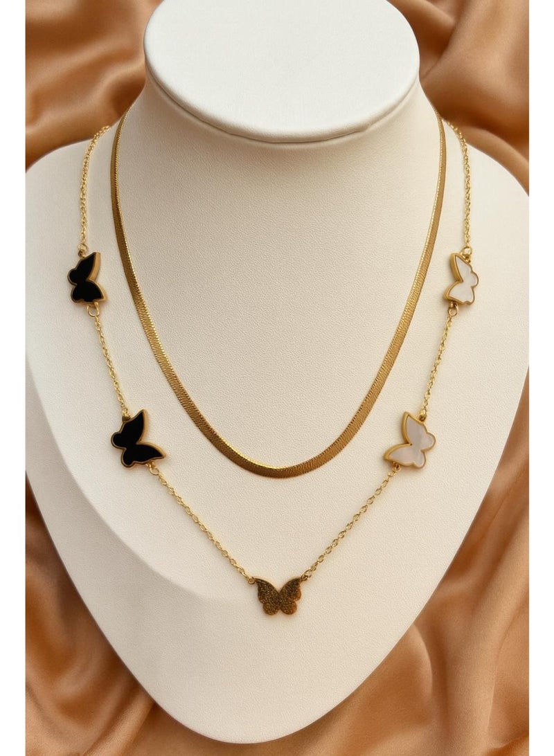 FLUFFY Women's Necklace Double Layer Butterfly Elegant - Image 2