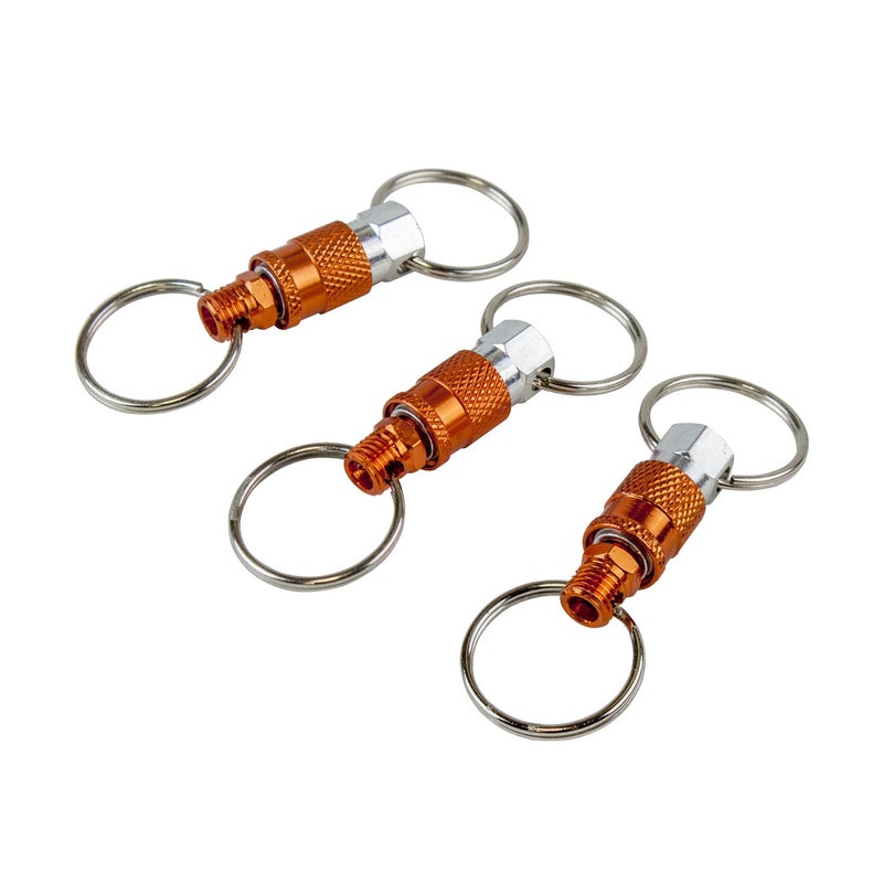 Freeman KEYQC3 Pull Apart Coupler Keychain with 2 Split Rings 3 Packunisexadult Orange Small