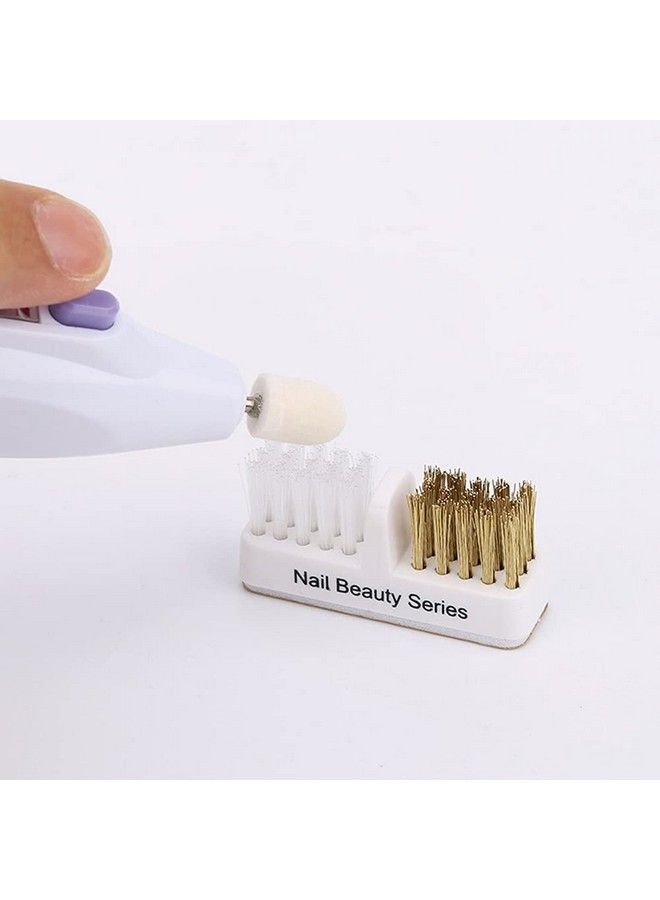 Luzen فرش تنظيف بتات فن الأظافر 2 قطعة 2 في 1 فرش نحاسية وناعمة أدوات فن الأظافر لصالون الأظافر أو الاستخدام المنزلي أبيض - Image 4