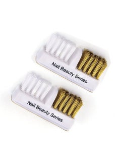 Luzen 2Pcs Nail Art Drill Bit Cleaning Brushes 2In1 Copper And Soft Brushes Nail Art Tools For Nail Salon Or Home Use White  - Image 1