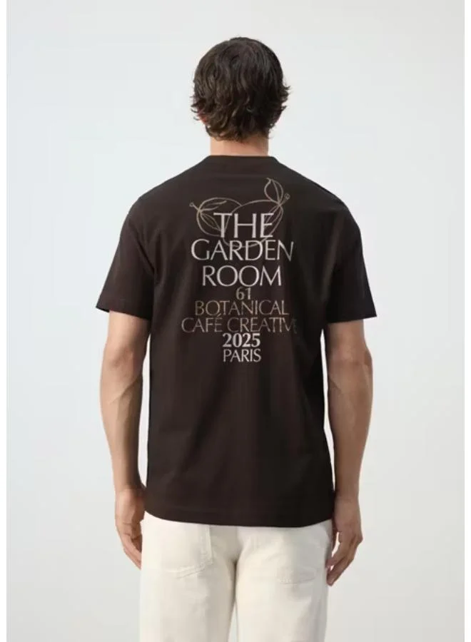 Mango Man 30-MARRON Printed Cotton Blend T-Shirt for Men | Best Price UAE