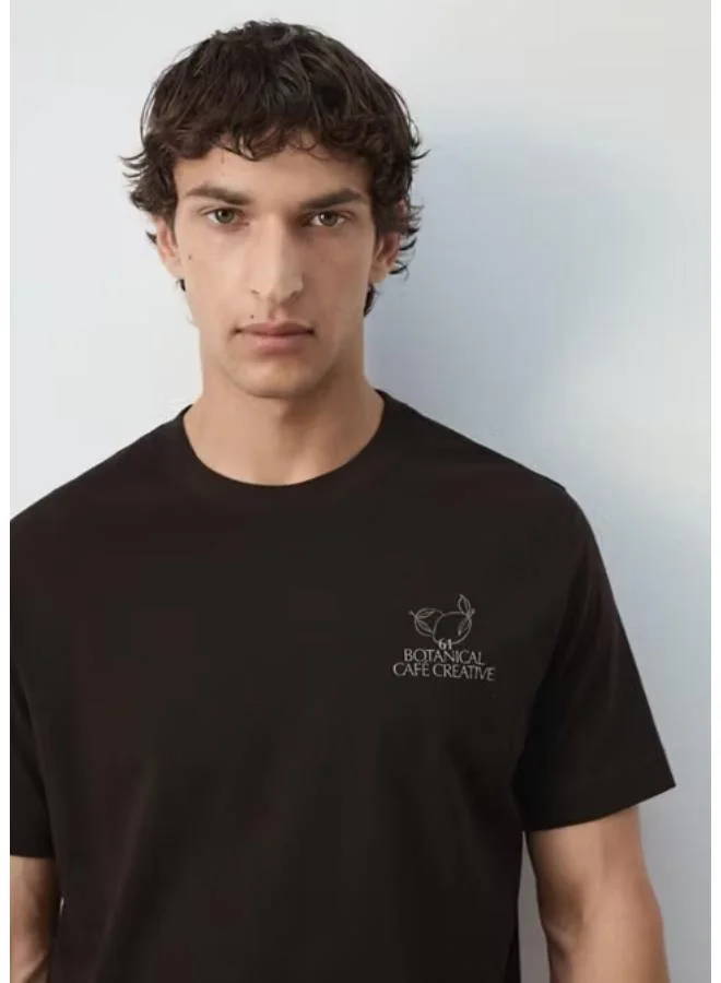 Mango Man 30-MARRON Printed Cotton Blend T-Shirt for Men | Best Price UAE