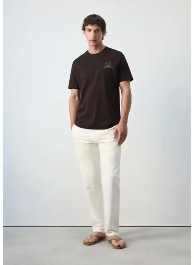 Mango Man 30-MARRON Printed Cotton Blend T-Shirt for Men | Best Price UAE