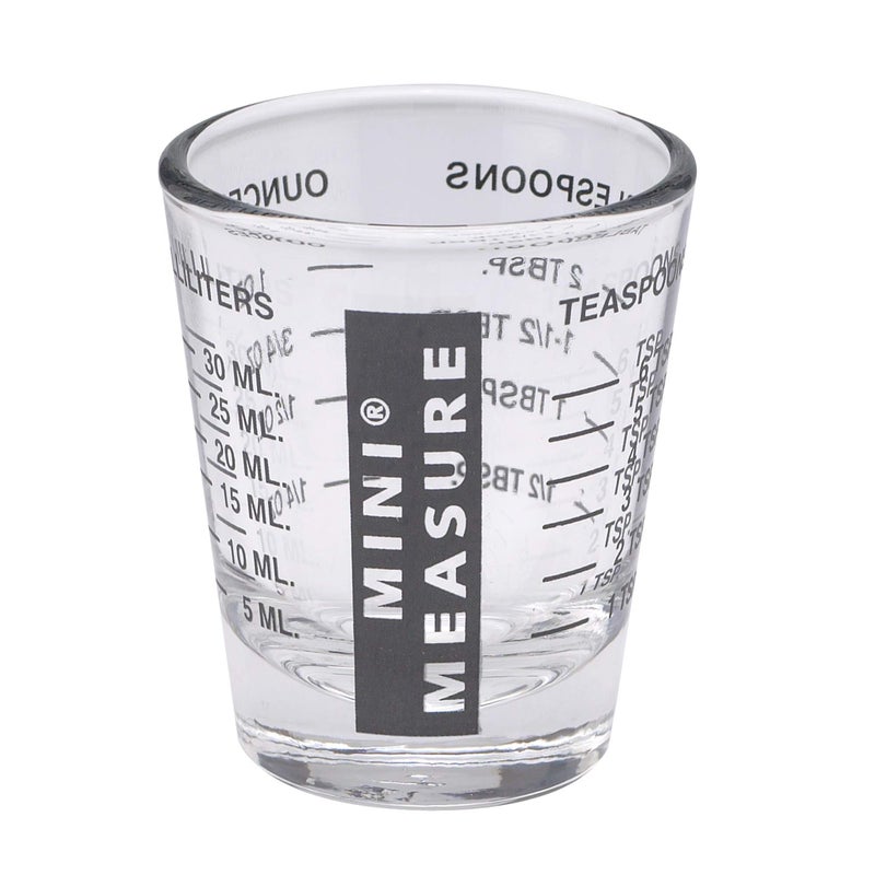 Kolder Mini Measure Heavy Glass 20Incremental Measurements MultiPurpose Liquid and Dry Measuring Shot Glass Black