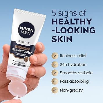 Nivea جل مرطب للرجال من نيفيا للبشرة الحساسة 50 مل كريم وجه للرجال للاستخدام اليومي جل مرطب مع فيتامين E وبروفيتامين B5 ومستخلص البابونج - Image 2