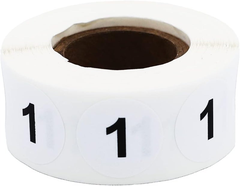 InStockLabels.com White with Black Number 1 Circle Dot Stickers, 3/4 Inch Round, 500 Labels on a Roll for Organization and Inventory - Semi-Gloss Finish - Made in The USA - Image 1