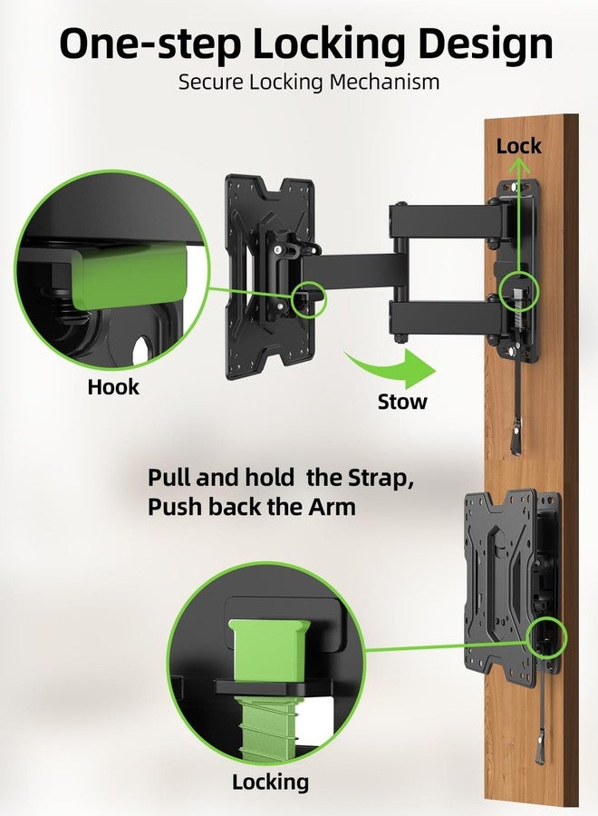 USX MOUNT RV TV for 17-43 inch TVs, Full Motion RV TV Wall for Camper, Outdoor Lockable RV Monitor UL Listed One Step Lock RV with Swivel Tilt, Max VESA 200x200mm 44lb - Image 3