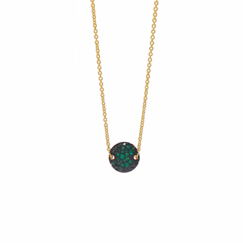 Yi Vibrant Green Gold Colorful Gemstone Necklace with Electroplated Mushroom Design - Image 1